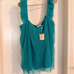 Lightweight Teal Ruffle Strap Women's Top